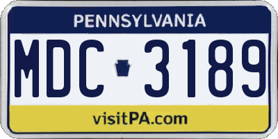 PA license plate MDC3189