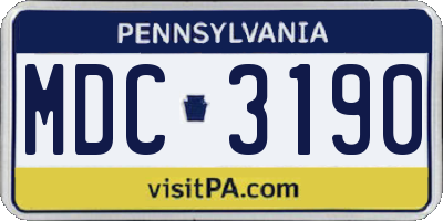 PA license plate MDC3190