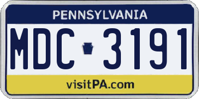 PA license plate MDC3191