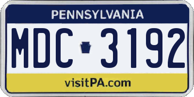 PA license plate MDC3192