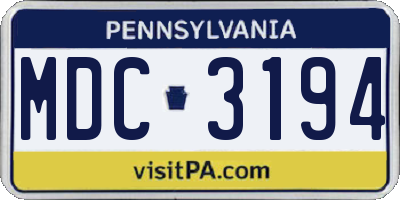 PA license plate MDC3194