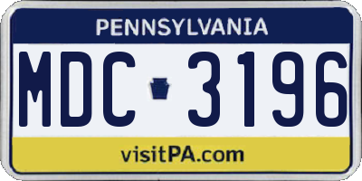 PA license plate MDC3196