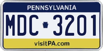 PA license plate MDC3201
