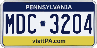 PA license plate MDC3204