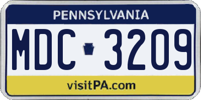 PA license plate MDC3209