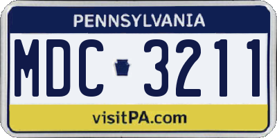 PA license plate MDC3211