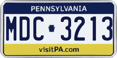PA license plate MDC3213