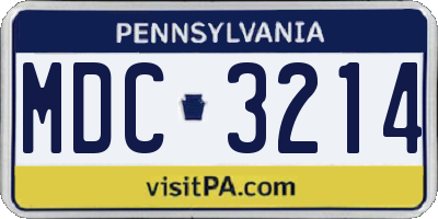 PA license plate MDC3214