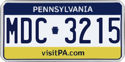 PA license plate MDC3215