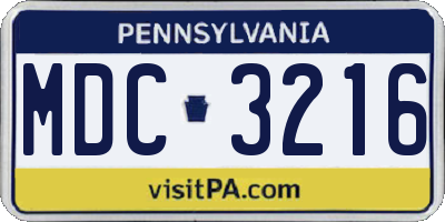PA license plate MDC3216