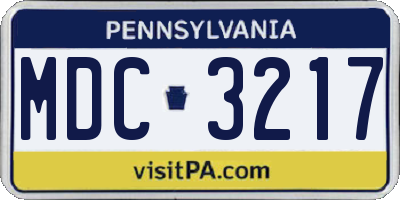 PA license plate MDC3217