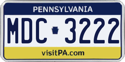 PA license plate MDC3222