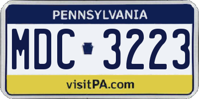 PA license plate MDC3223