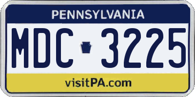 PA license plate MDC3225