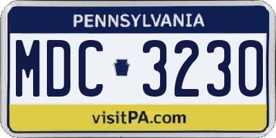 PA license plate MDC3230