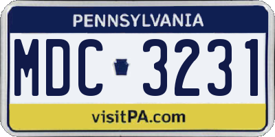 PA license plate MDC3231