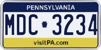 PA license plate MDC3234