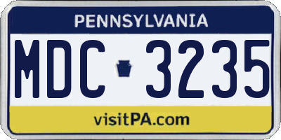 PA license plate MDC3235