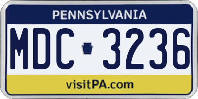 PA license plate MDC3236