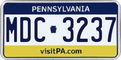 PA license plate MDC3237