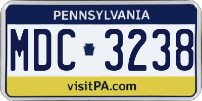 PA license plate MDC3238