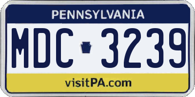 PA license plate MDC3239