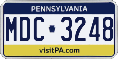 PA license plate MDC3248