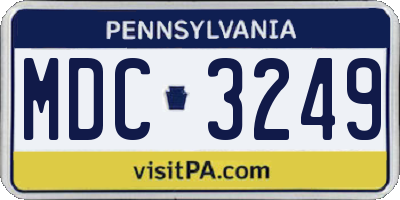 PA license plate MDC3249