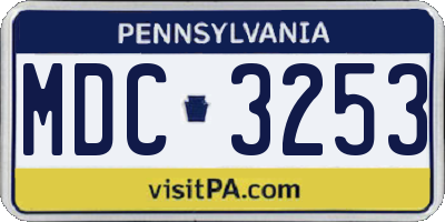 PA license plate MDC3253