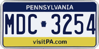 PA license plate MDC3254