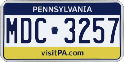 PA license plate MDC3257