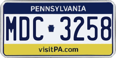 PA license plate MDC3258