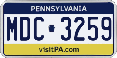 PA license plate MDC3259