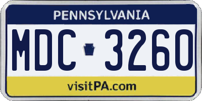 PA license plate MDC3260