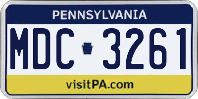 PA license plate MDC3261