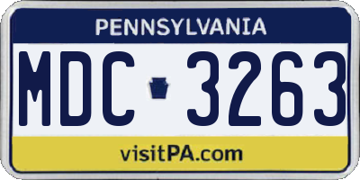 PA license plate MDC3263