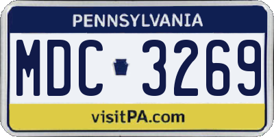 PA license plate MDC3269