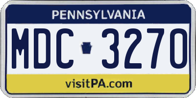 PA license plate MDC3270