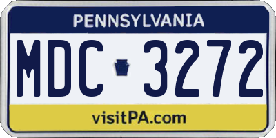 PA license plate MDC3272
