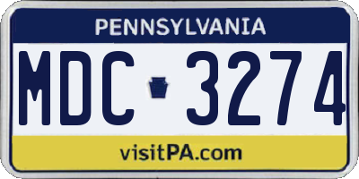 PA license plate MDC3274