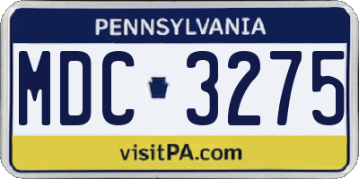 PA license plate MDC3275