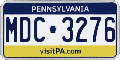 PA license plate MDC3276