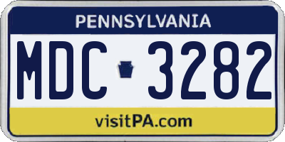 PA license plate MDC3282