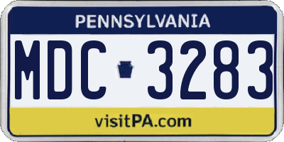 PA license plate MDC3283
