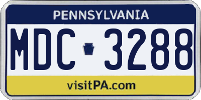 PA license plate MDC3288