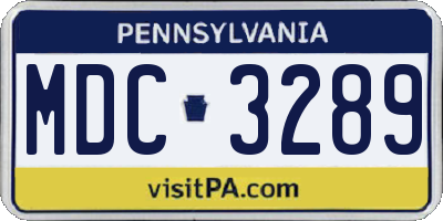PA license plate MDC3289