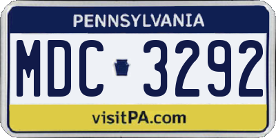 PA license plate MDC3292