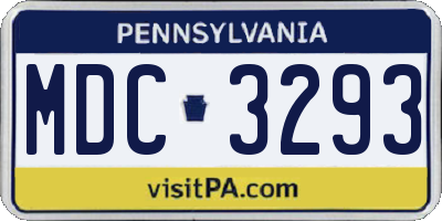 PA license plate MDC3293