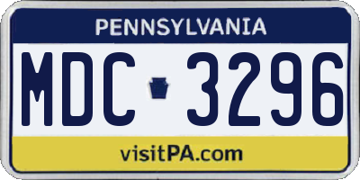 PA license plate MDC3296