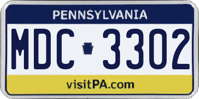 PA license plate MDC3302